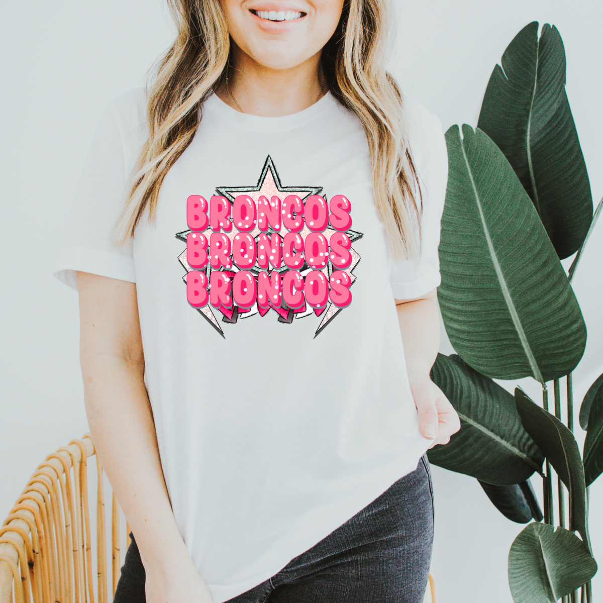 Broncos (Pink with Stars) 3039 DTF Transfers