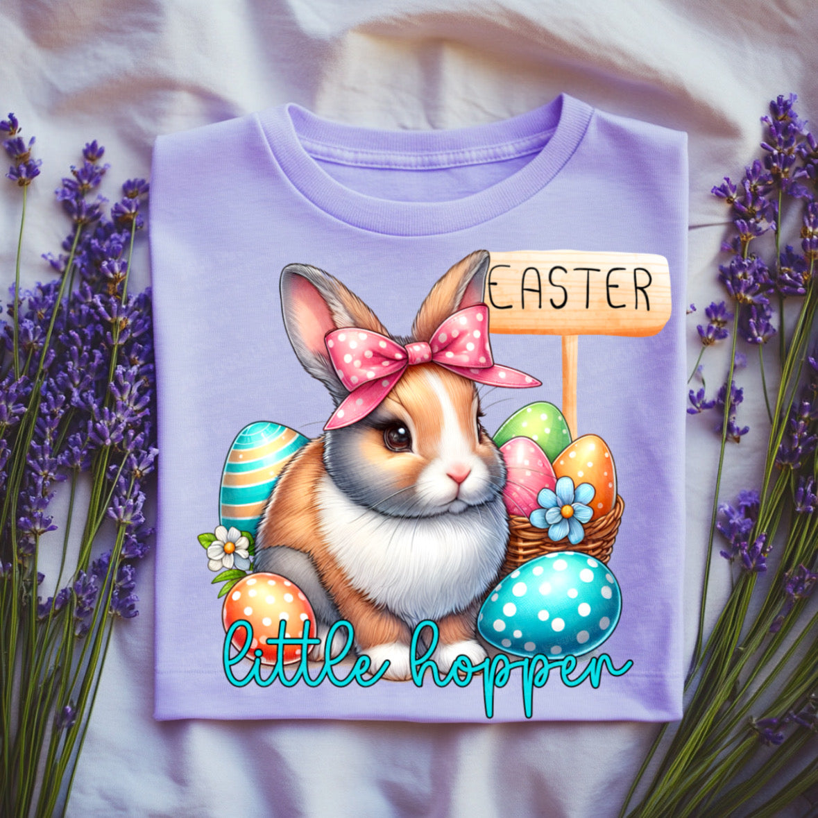 Easter little hopper bunny pink bow (UDD) 68698 dtf transfer