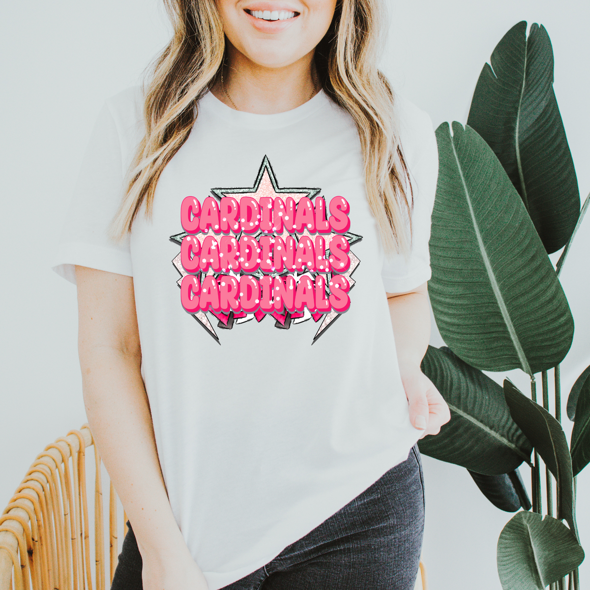 Cardinals (Pink with Stars) 3066 DTF Transfers