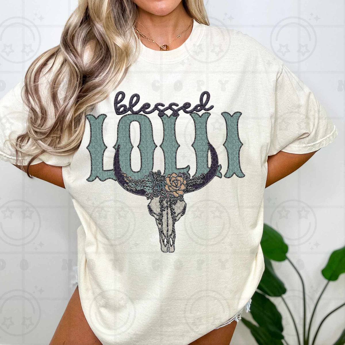 Blessed lolli bull skull (HW) 84468 DTF transfer