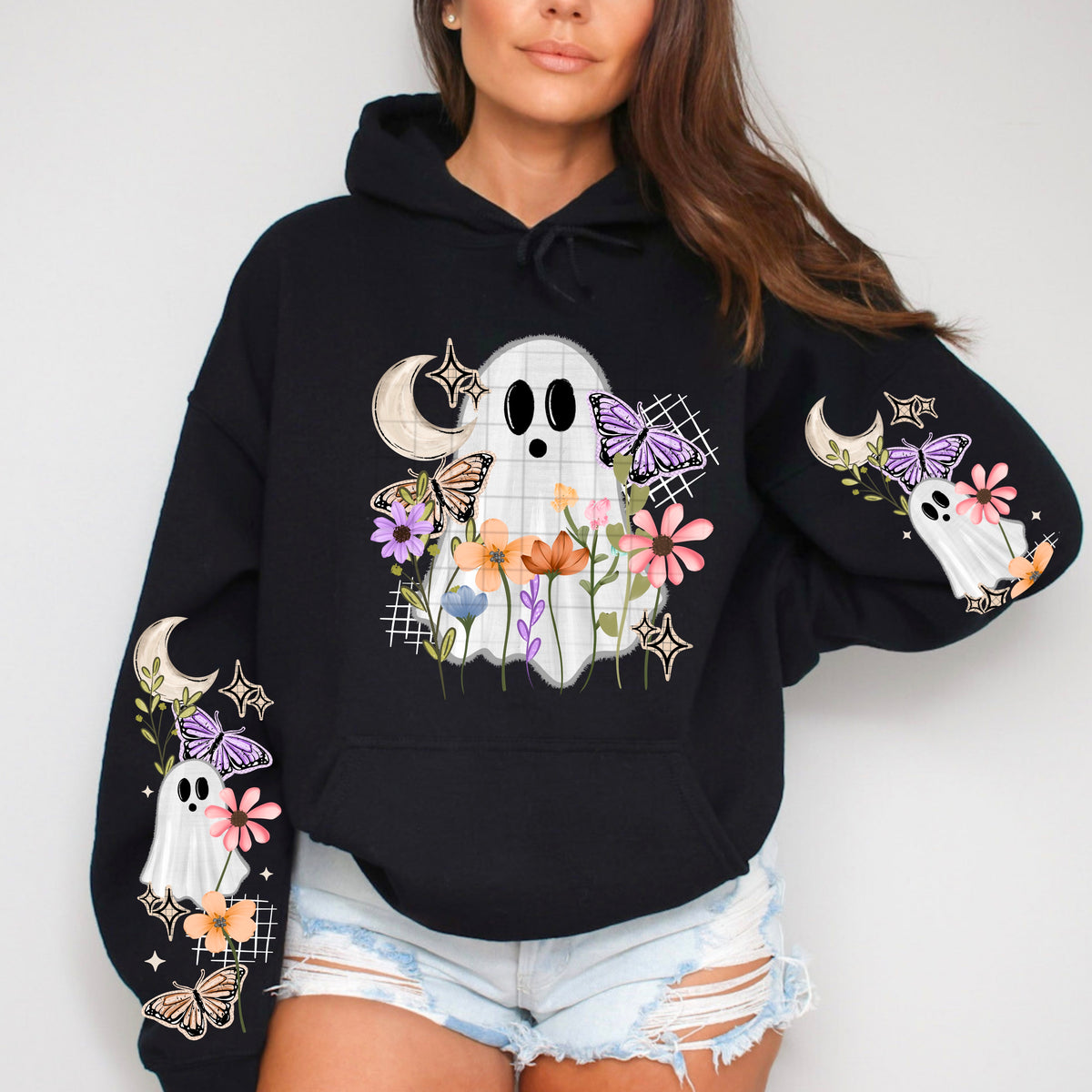 Spring ghost with flowers and moon (front only) (CSC) DTF Transfer