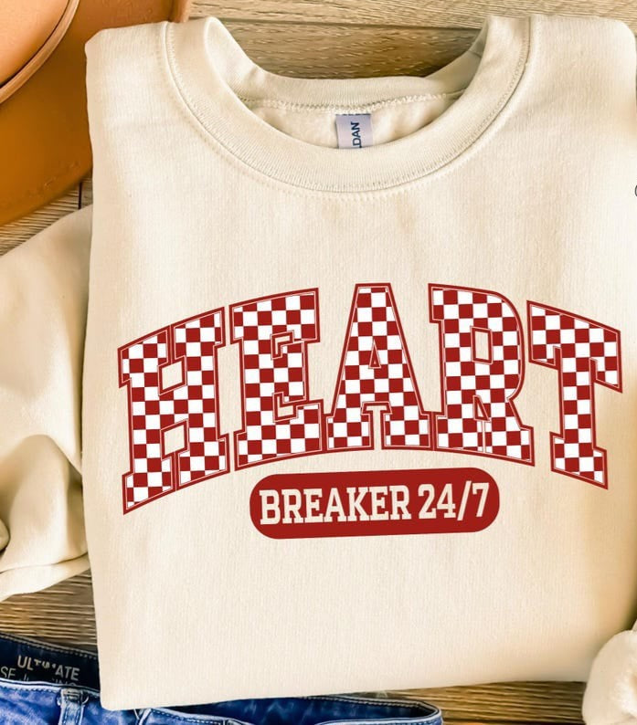 Heart breaker 24/7 red checkered 75863 DTF transfer