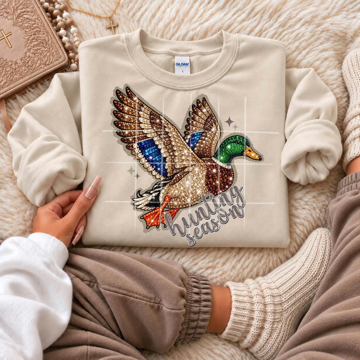 Hunting season rhinestone duck (TDC) DTF Transfer
