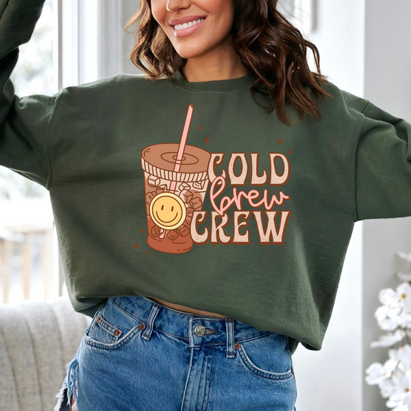 Cold Brew Crew (Smiley, Retro) 3095 DTF transfer
