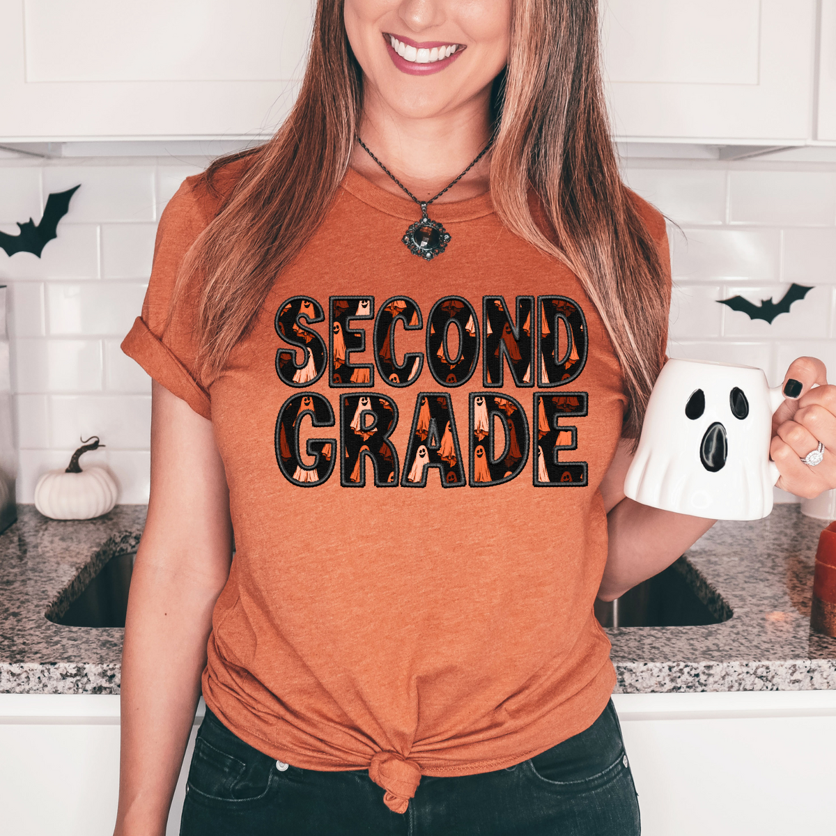 Second Grade Faux Embroidery Ghosts 3098 DTF TRANSFER