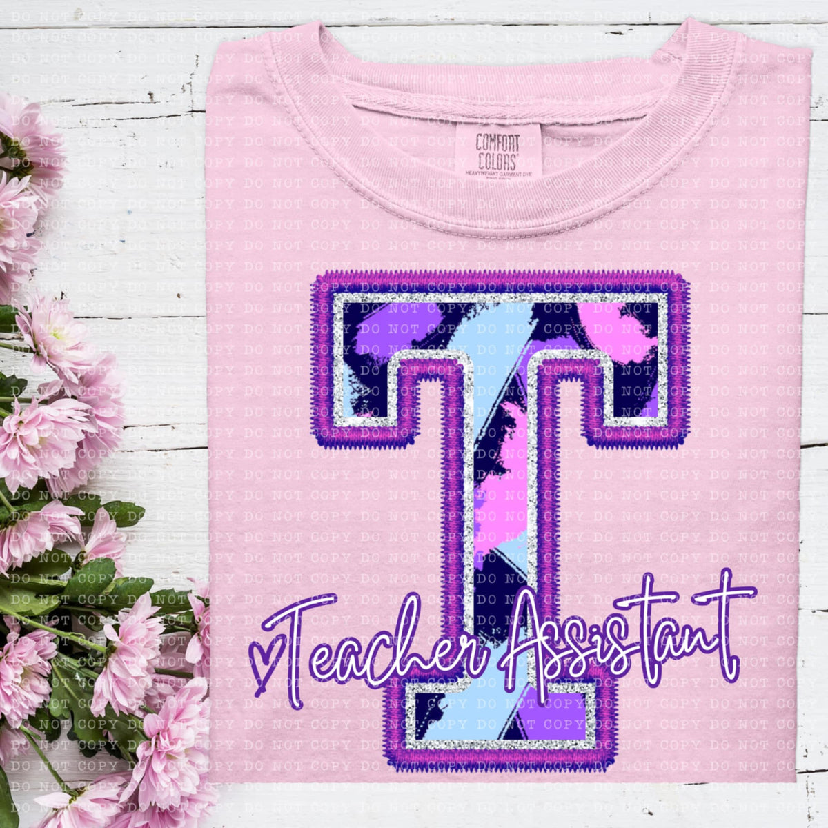 T teacher assistant purple brushstrokes (ECHT) 94007 DTF transfer