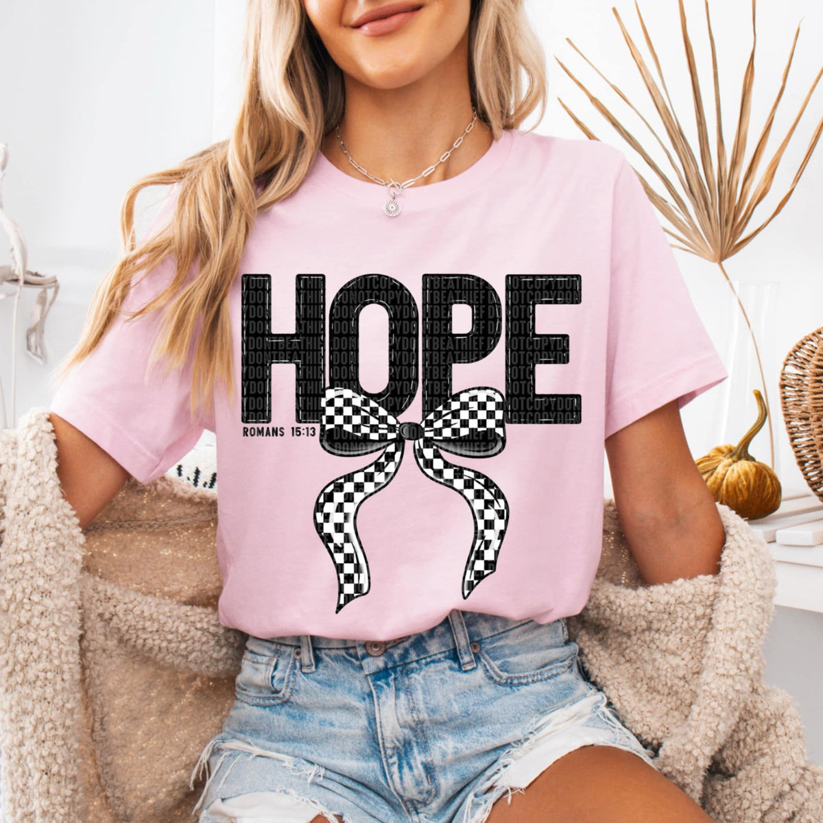 Hope checkered bow (SDD) 87725 DTF transfer