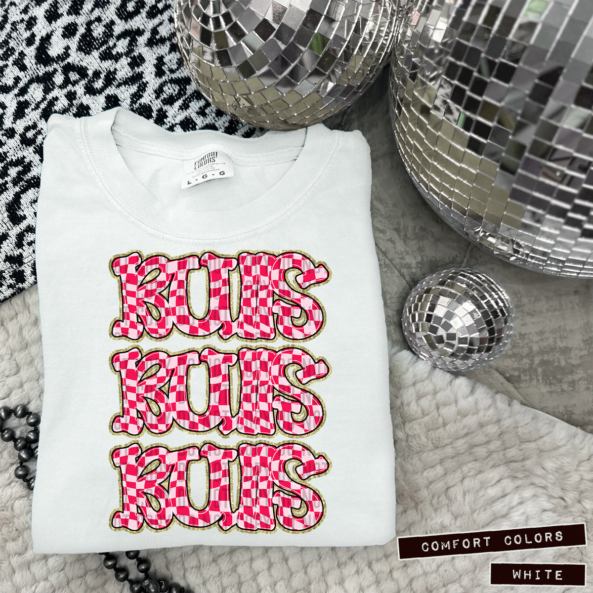 BULLS stacked pink checkered (Caplinger) DTF transfer