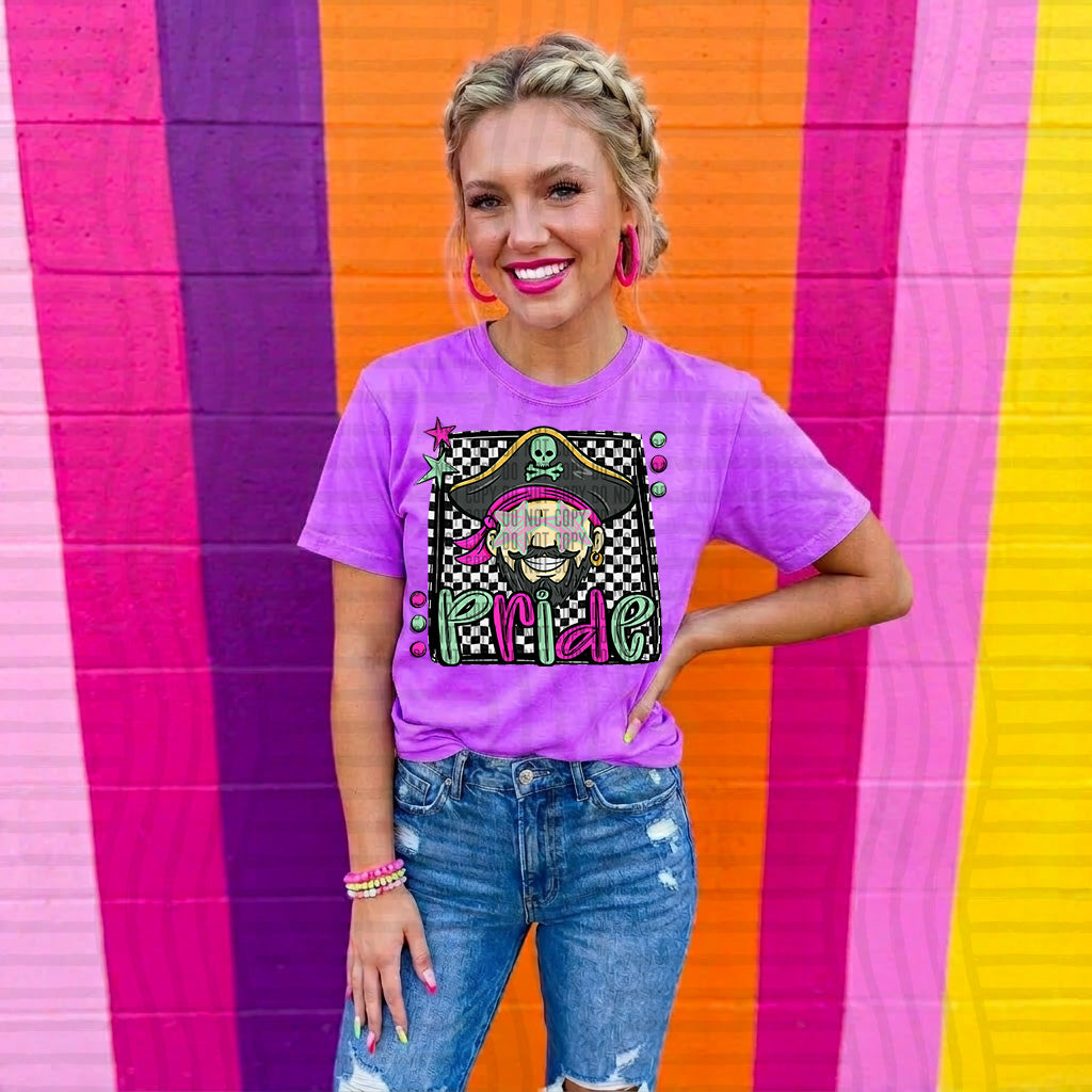 pirates pride preppy checkered square colorful (Caplinger) DTF Transfer