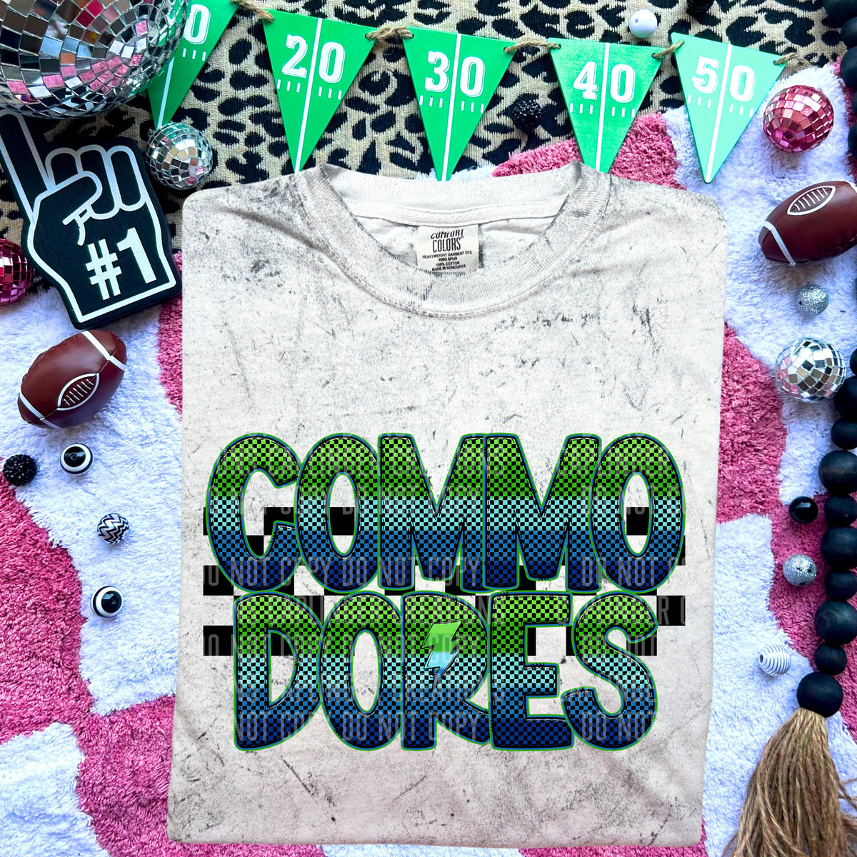 Commodores Blue and Green Checkered (Caplinger) DTF transfer