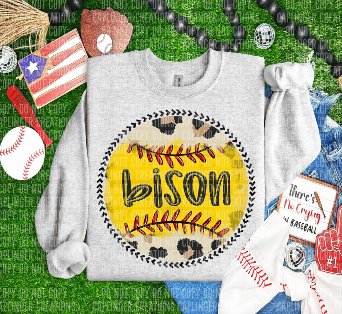 Bison softball background (Caplinger) 90866 DTF transfer