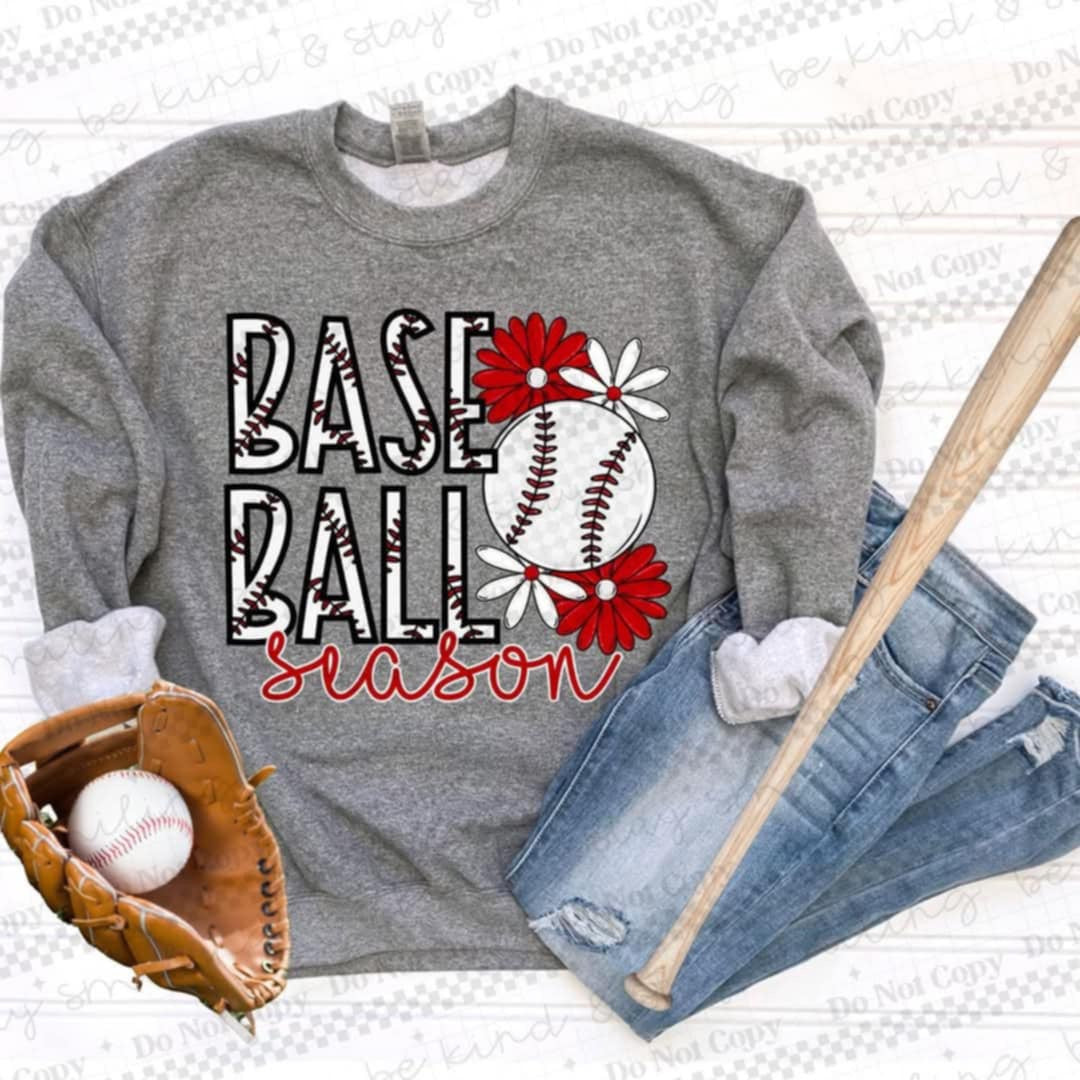 Baseball season red flowers (CMLD) 90239 DTF transfer