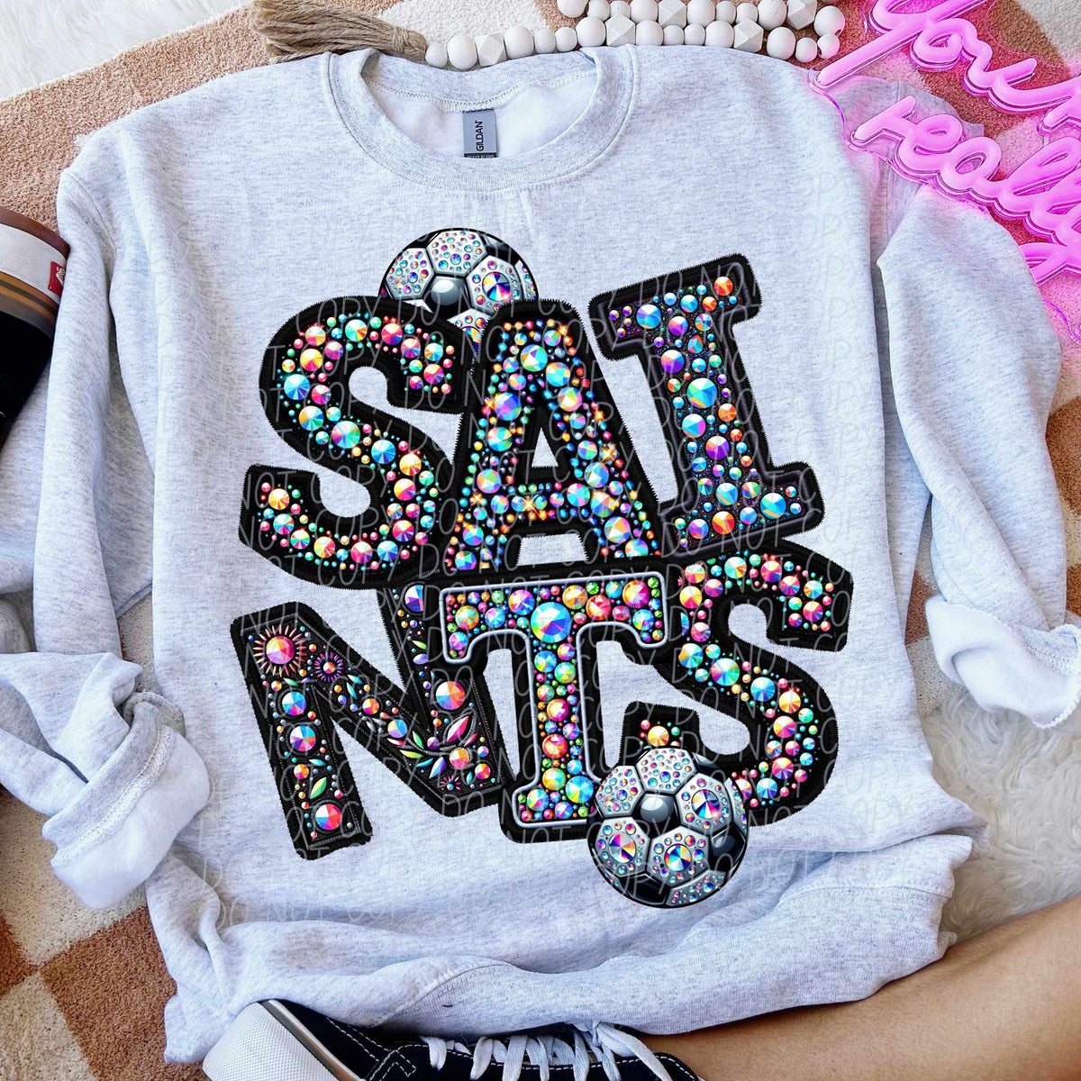 Saints rhinestone soccer (CITY) 77185 DTF transfer