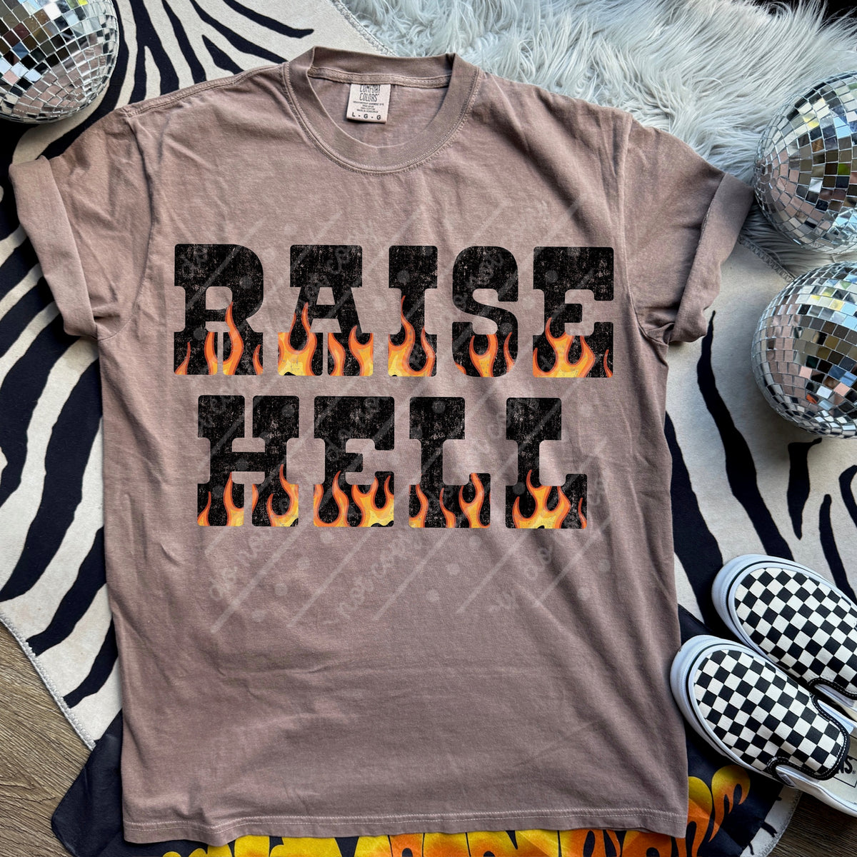 Raise hell flames (scarlow) DTF transfer
