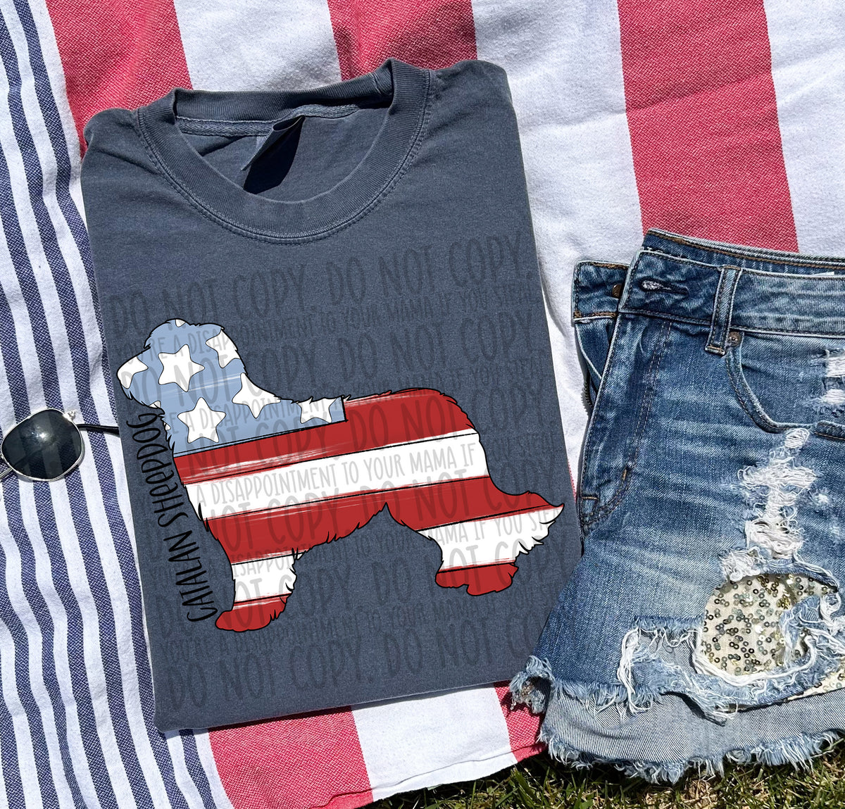 CATALAN SHEEPDOG patriotic black (SWD) DTF transfer