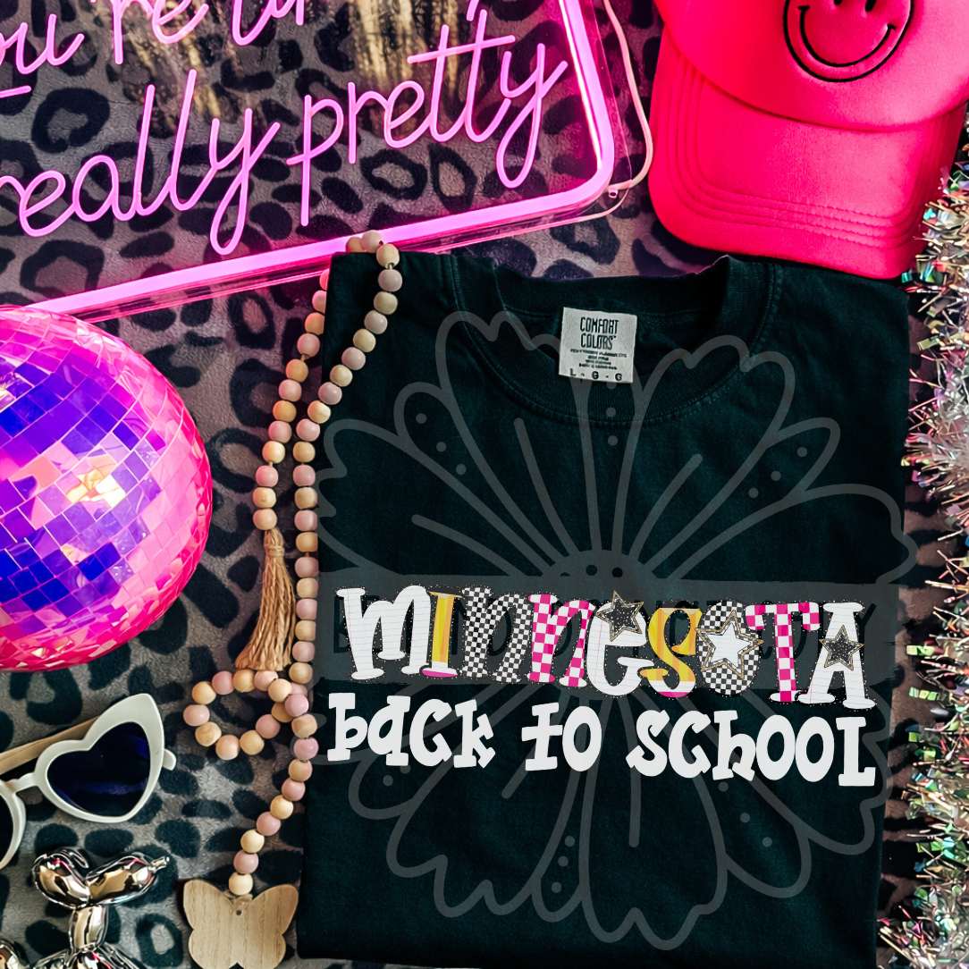 minnesota back to school patterned letters (vehement) DTF Transfer