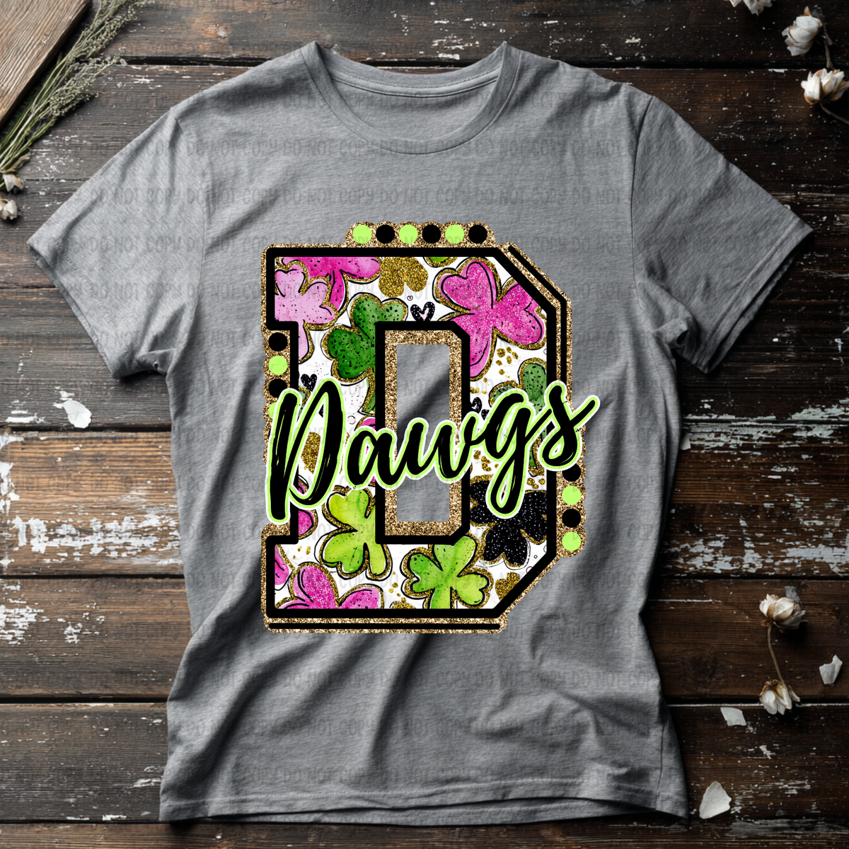 Dawgs letter St. Patrick's Day Pink (Revel) DTF Transfer