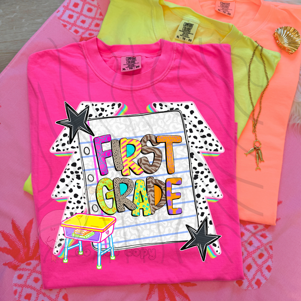 First grade dalmatian lightning bolts (DKD) DTF transfer