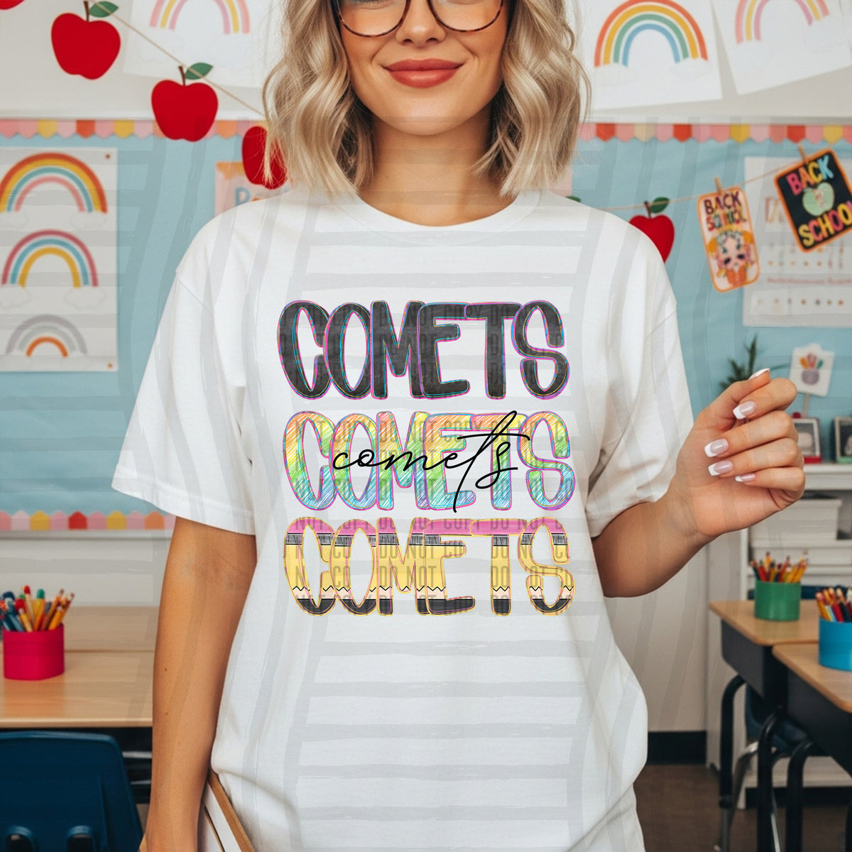 comets crayon cutie stacked (Caplinger) DTF Transfer