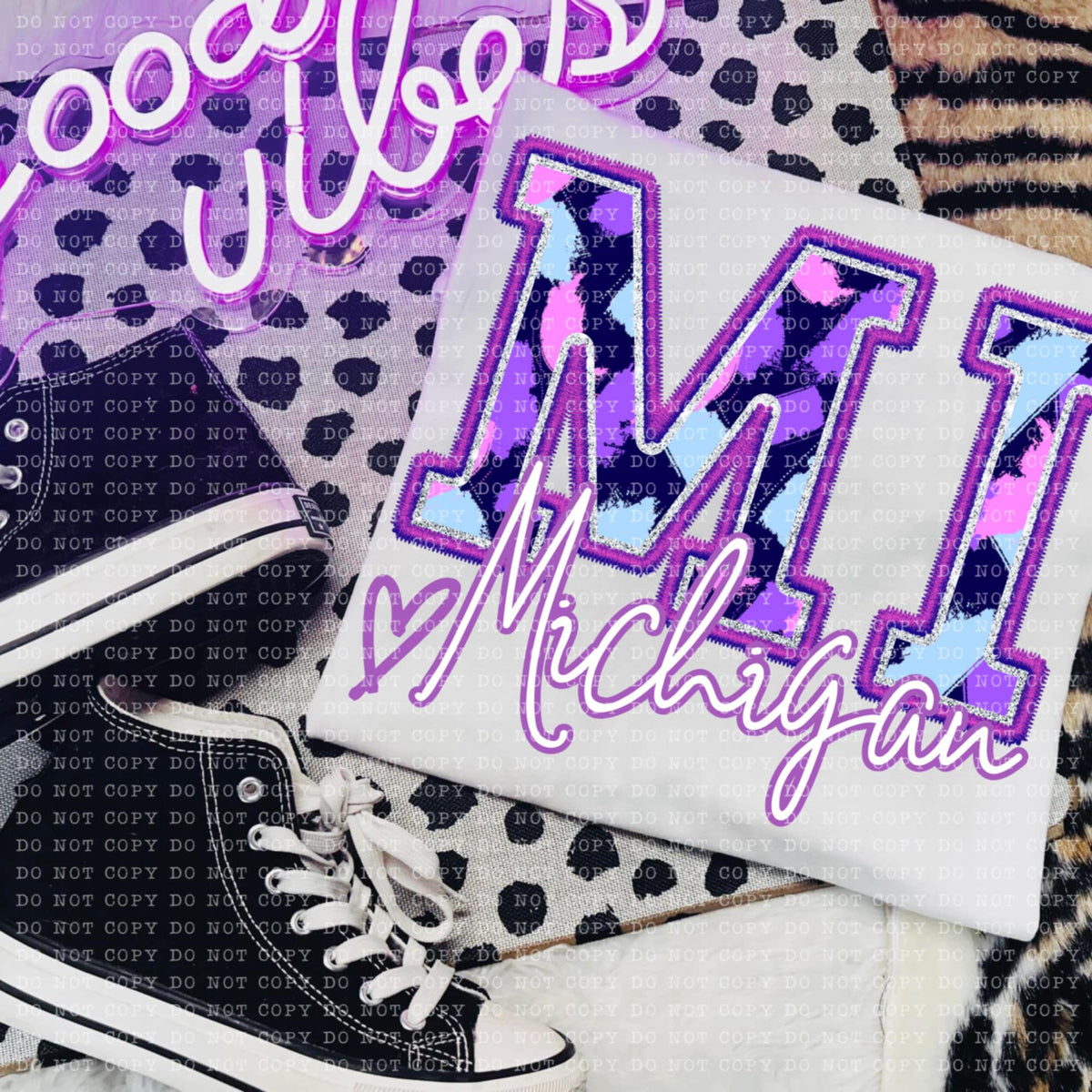 MI Michigan purple brushstrokes (ECHT) 94026 DTF transfer