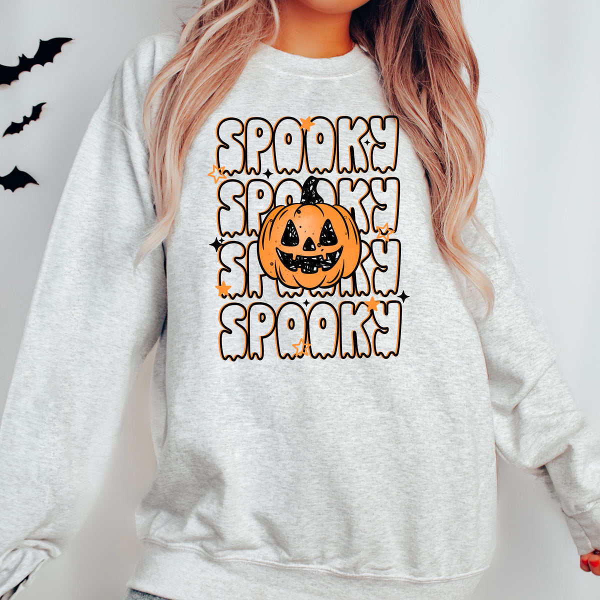 Spooky stacked with pumpkin (black) (CSC) DTF Transfer