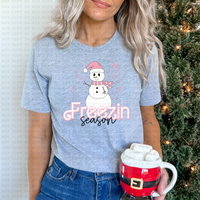 Freezin Season (Snowman, Pink Snowflakes) 3114 DTF Transfers