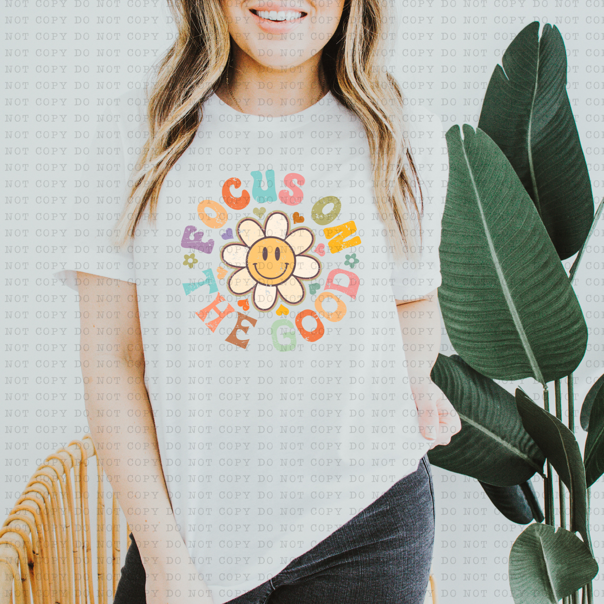 Focus On The Good (Vintage, Retro, Flower, Distressed) 3118 DTF Transfers