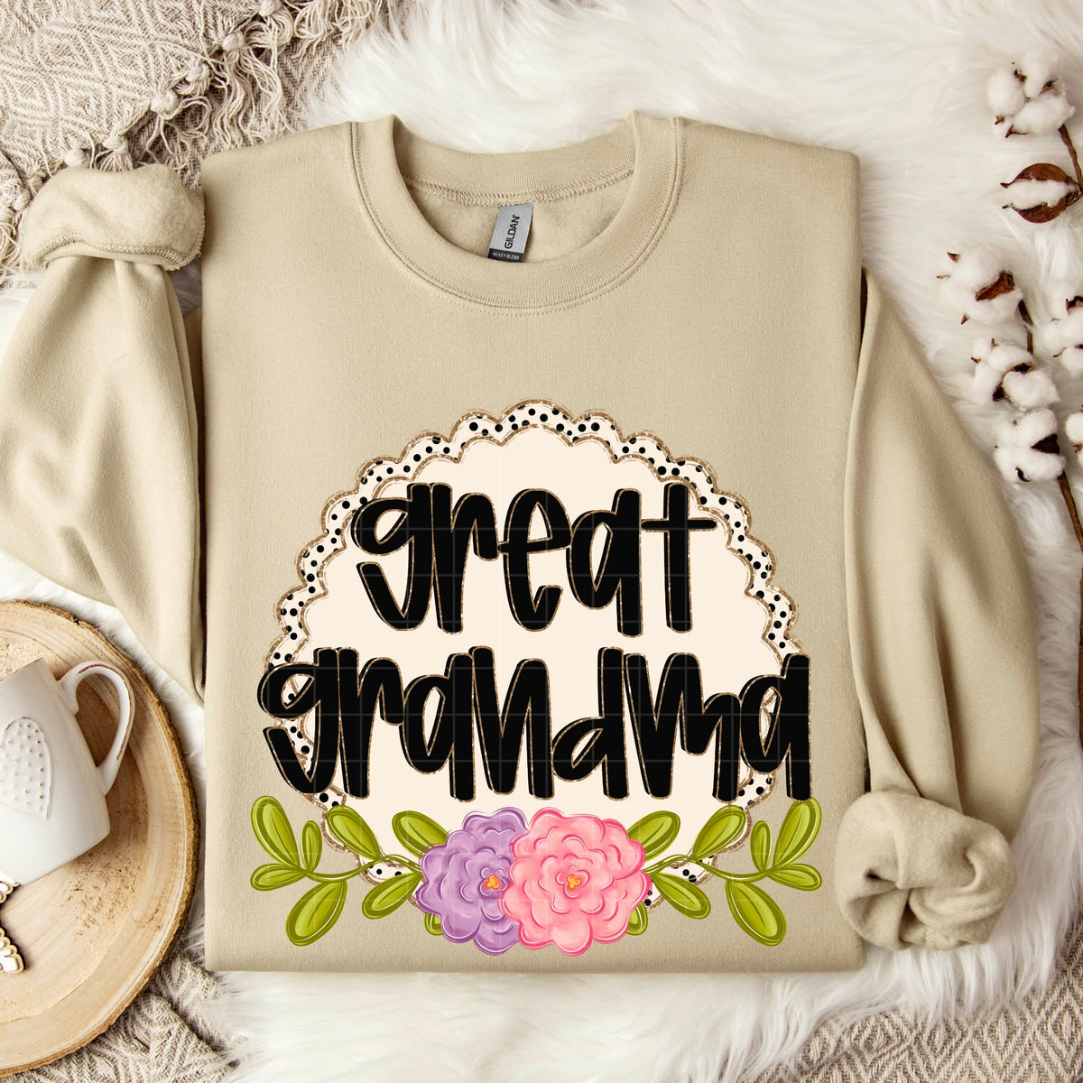 Great Grandma circle and flowers (SDD) DTF Transfer