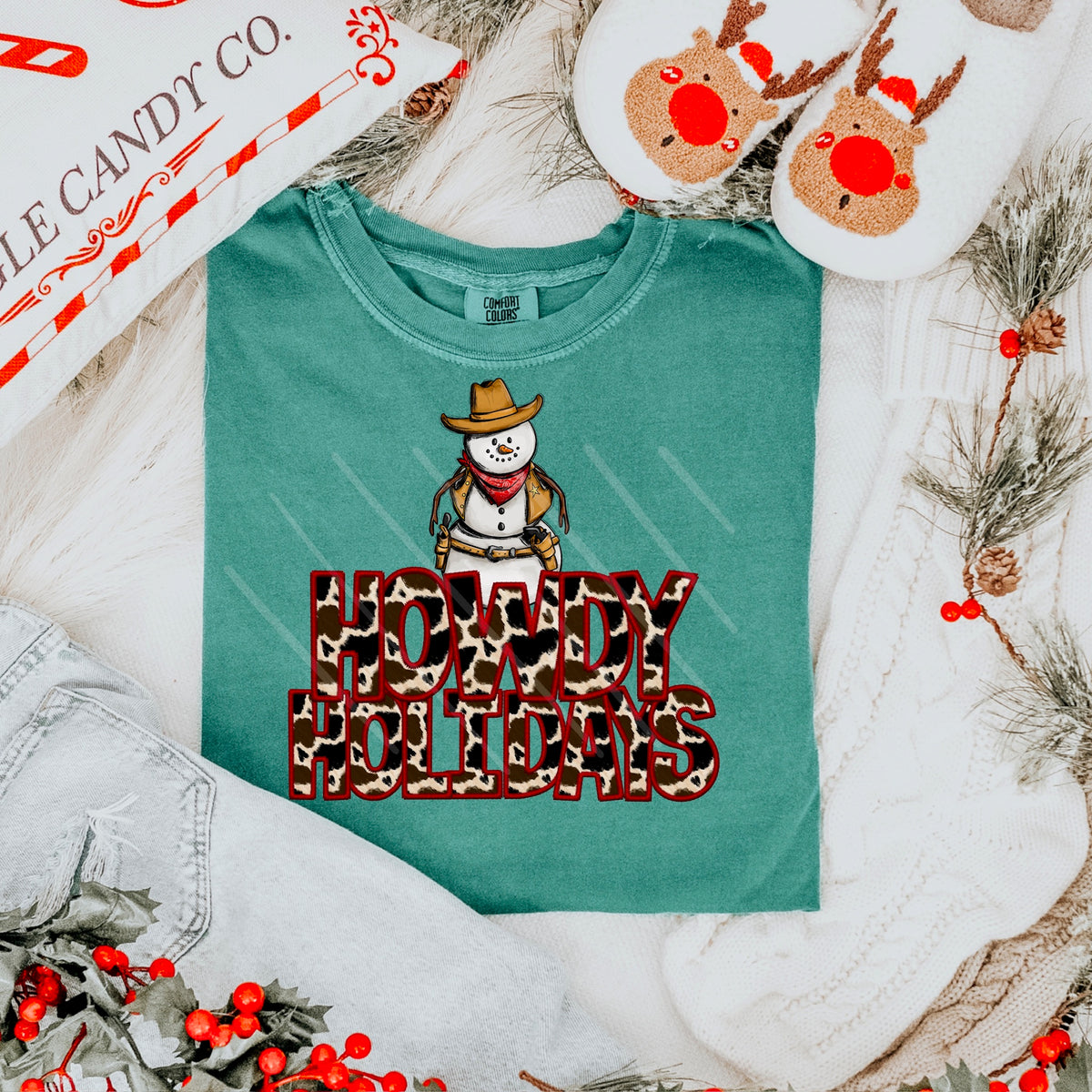Howdy Holidays (snowman with cowboy hat) 111657 DTF transfer