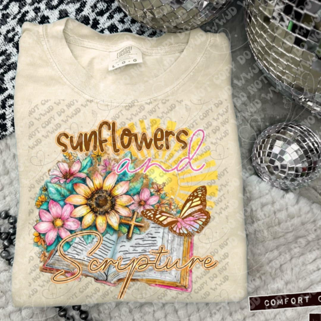 Sunflowers and scripture 103175 DTF transfer