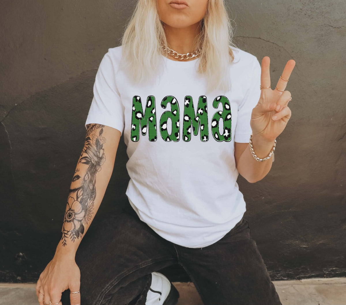 Mama green leopard no gold (LINDA) DTF transfer