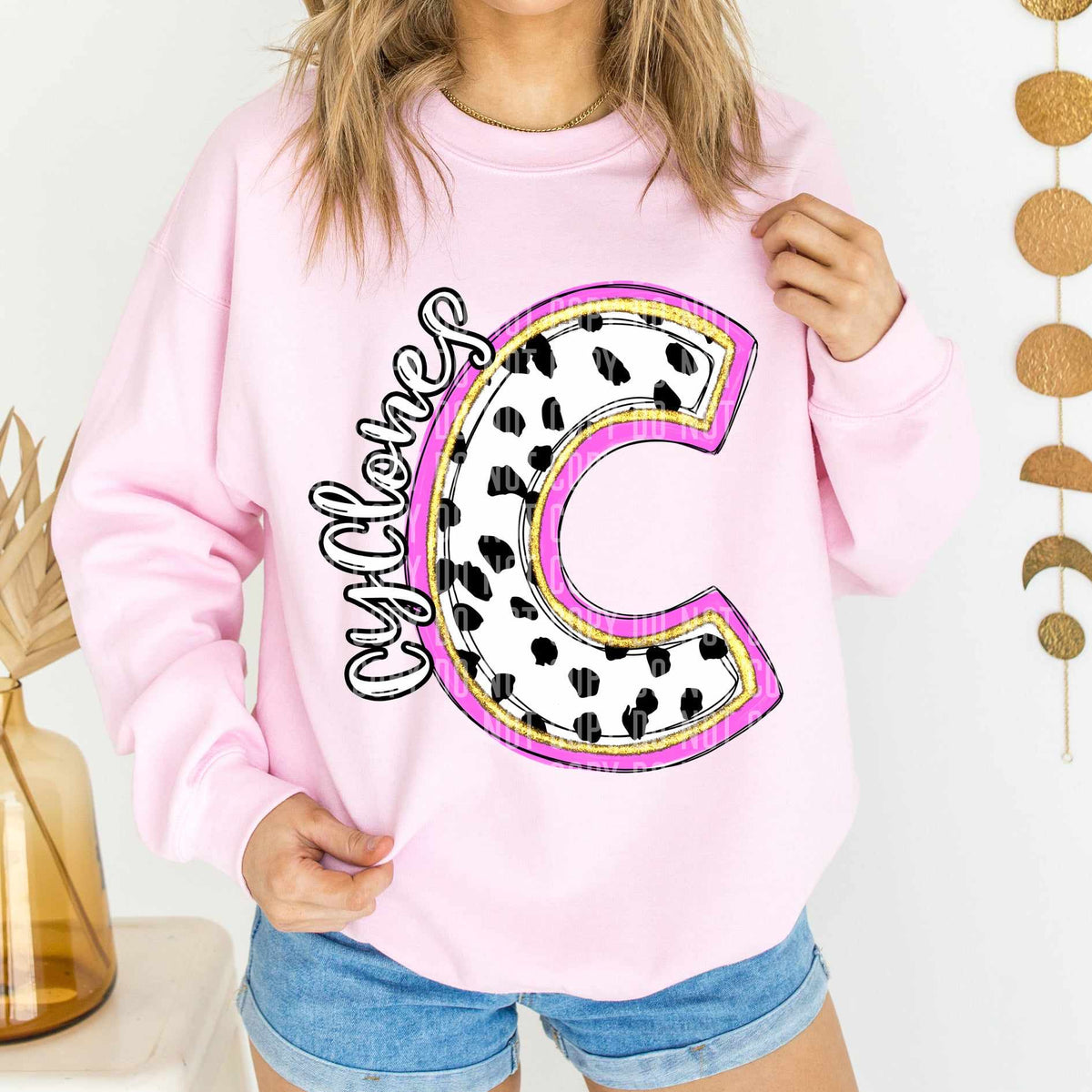 Cyclones Polka Font Mascot Caplinger 56165 DTF transfer
