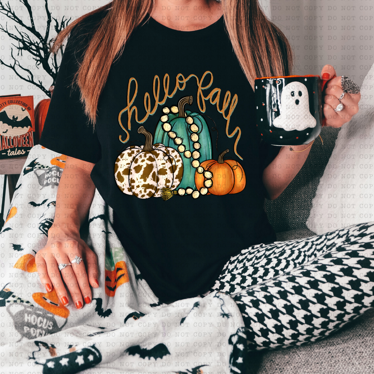 Hello Fall Cowprint Pumpkin 3160 DTF Transfer