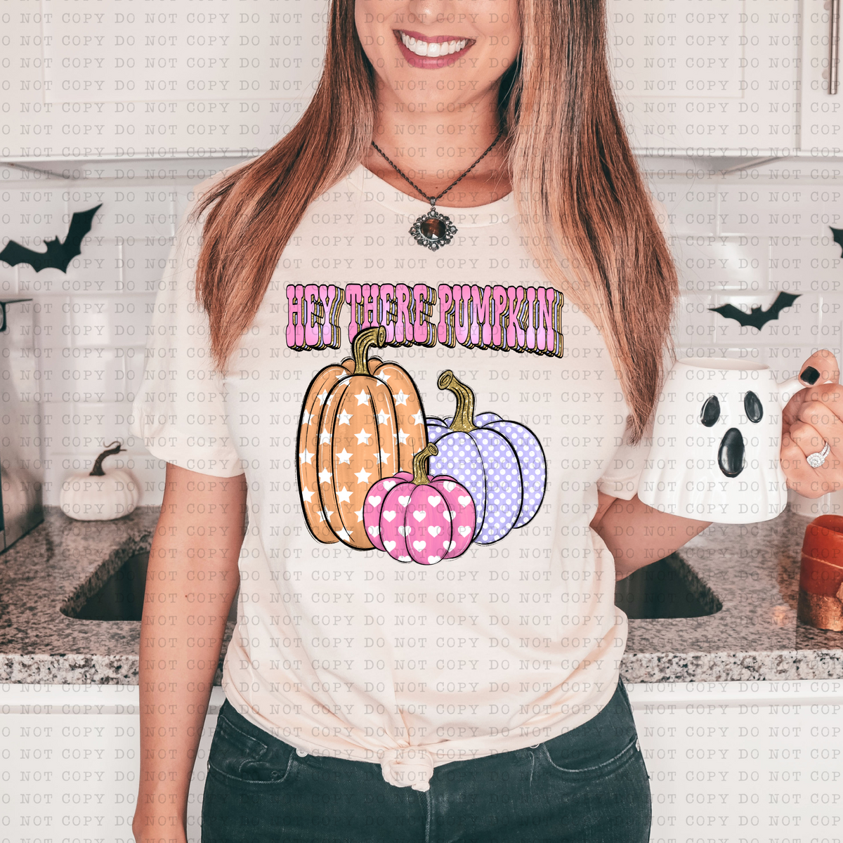 Hey There Pumpkin (Pink Hearts, Purple Dots, Orange Stars) 3162 DTF Transfer