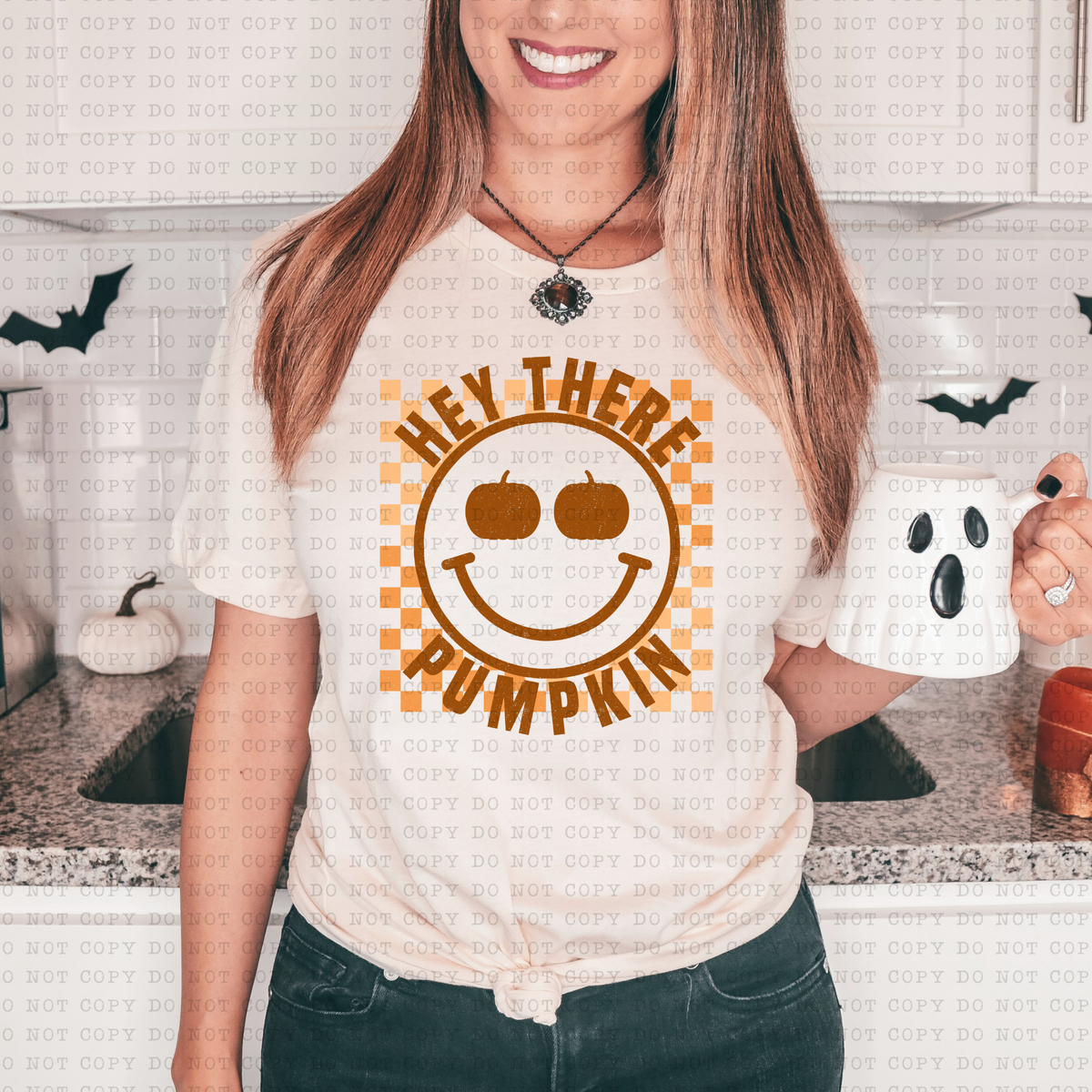 Hey There Pumpkin (smile, checkered) 3163 DTF Transfer