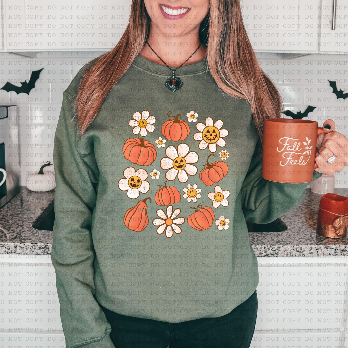 Floral Pumpkins (retro, distressed) 3173 DTF Transfer