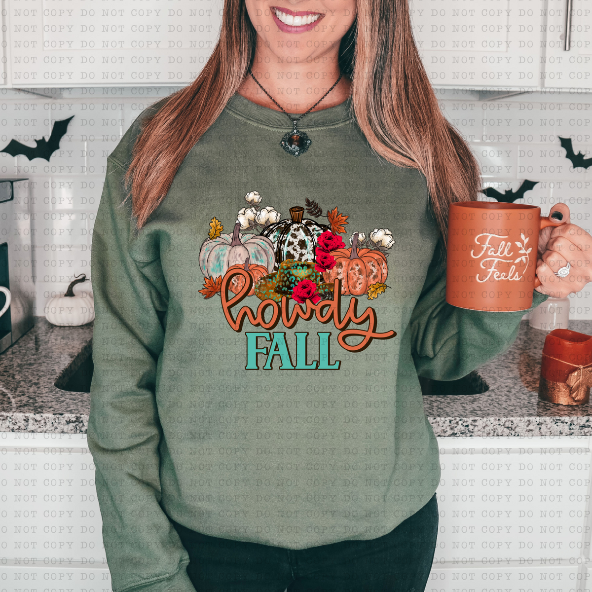 Howdy Fall (pumpkins, cotton, cow print) 3175 DTF Transfer