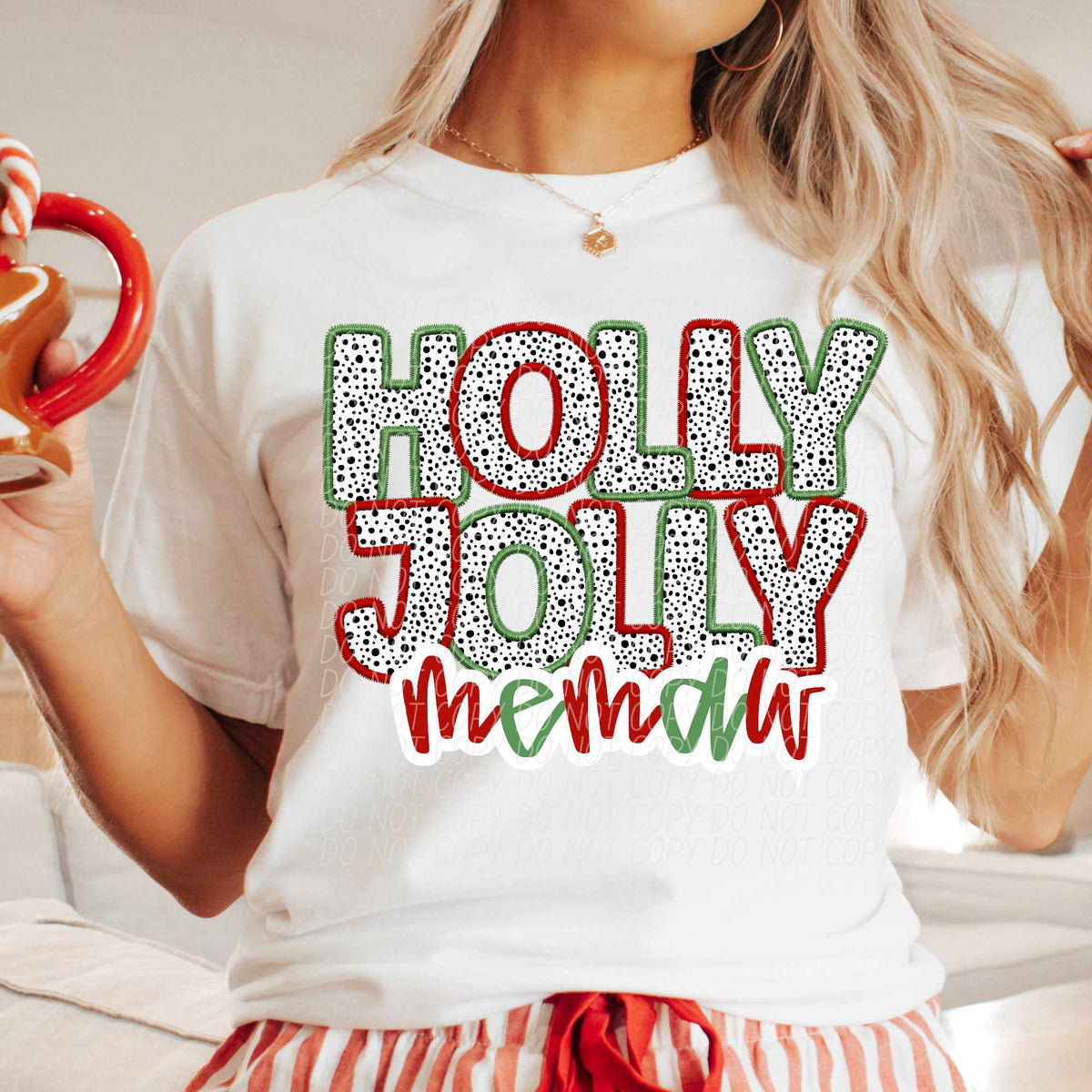 Holly jolly memaw Dalmatian filled (CITY) 65076 DTF transfer