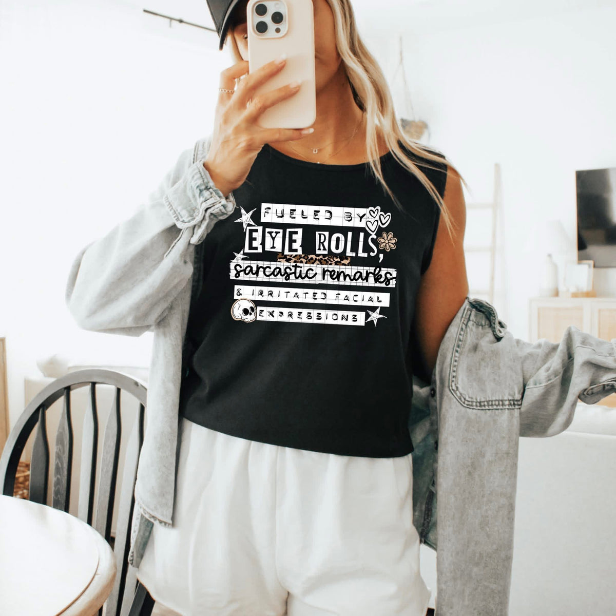 Fueled by eye rolls (white) (csc) DTF Transfer