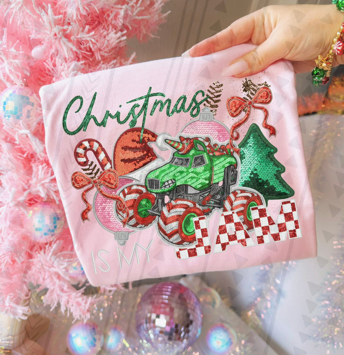 Christmas is my Jam faux sequins (TGG) DTF Transfer