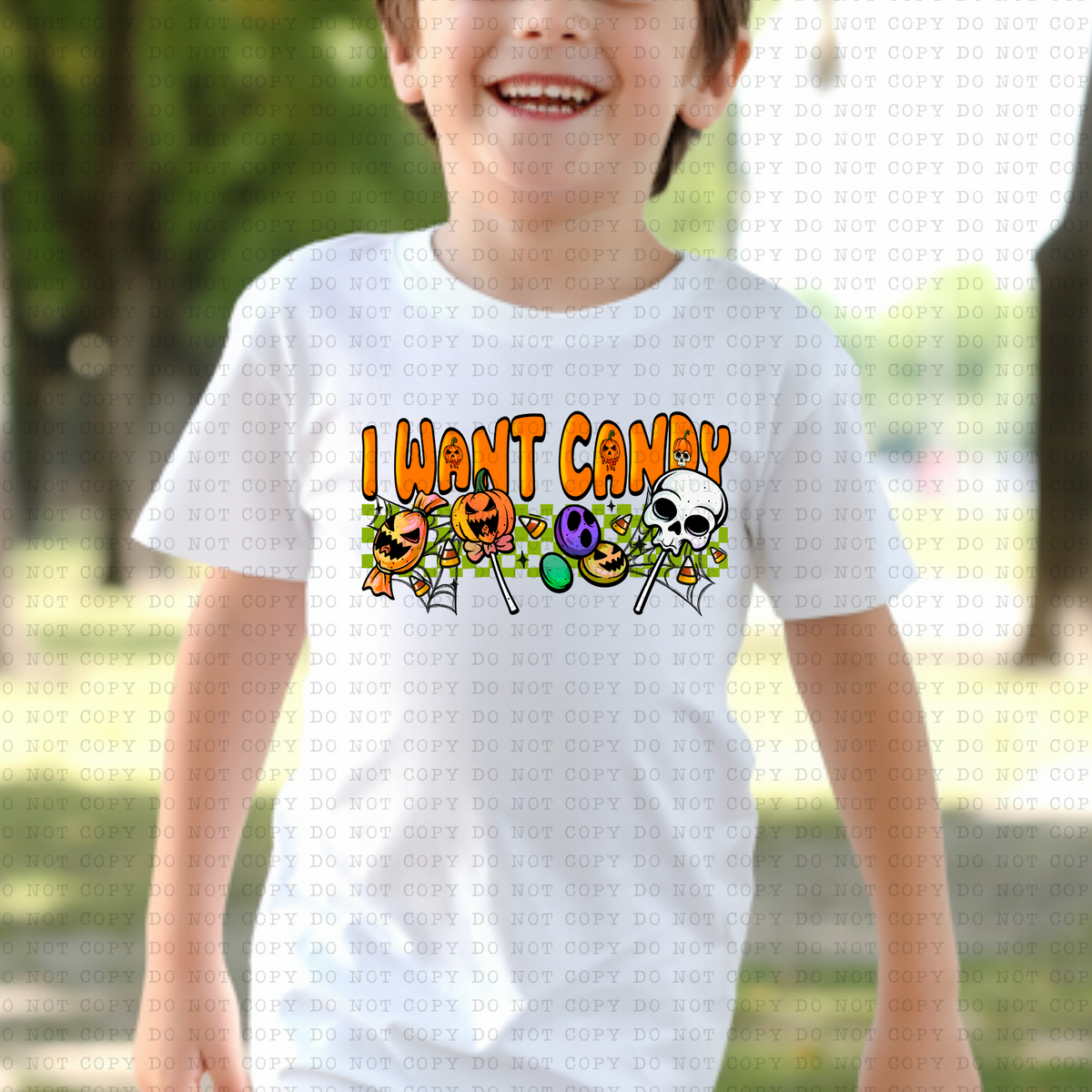 I Want Candy (Checkered, Various Candies) 3185 DTF Transfer