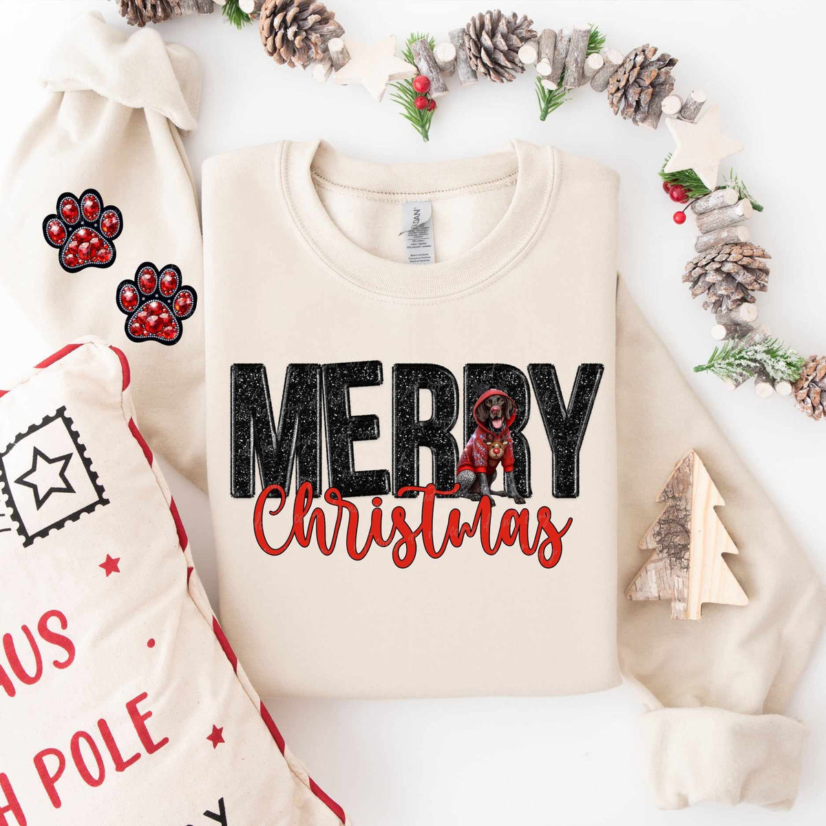 Merry Christmas German shorthair pointer FRONT ONLY (VIRGO) 53840 DTF transfer