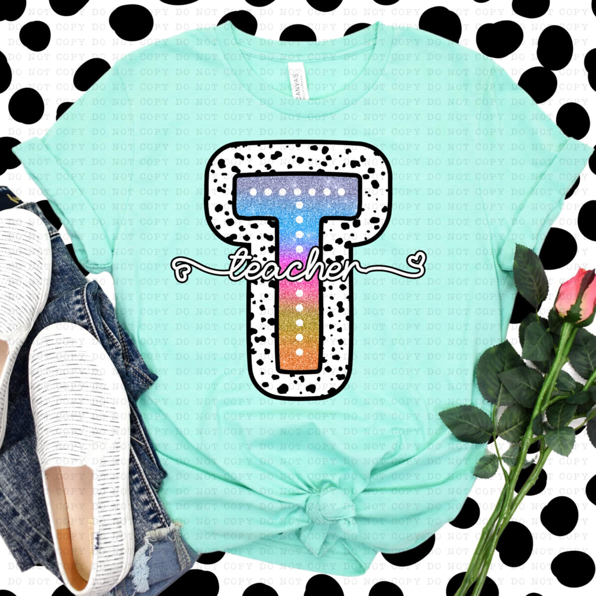 T teacher tie dye dottie (ECHT) 94312 DTF transfer