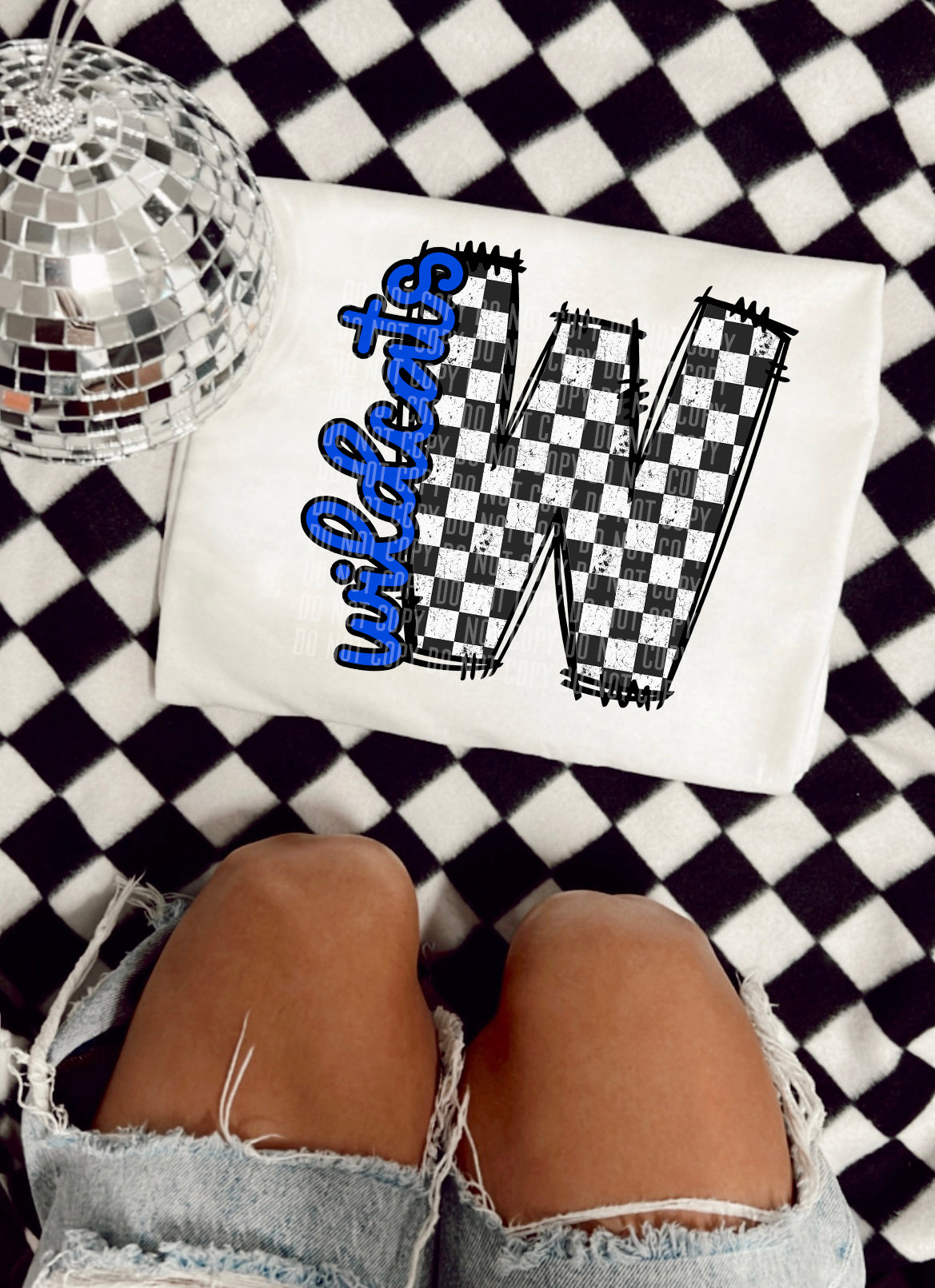 Checkered Mascot Wilcats (blue) 30830 DTF transfers