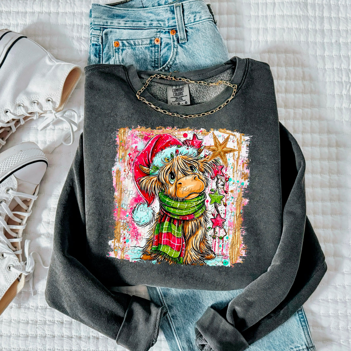 Christmas highland cow (SSD) 117532 DTF transfer