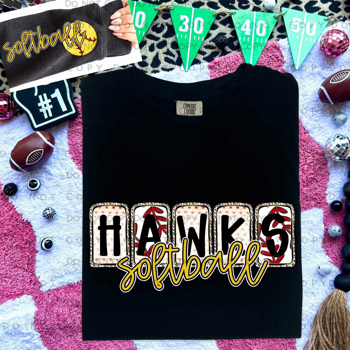 Hawks Softball FRONT (Caplinger) 82818 DTF transfer