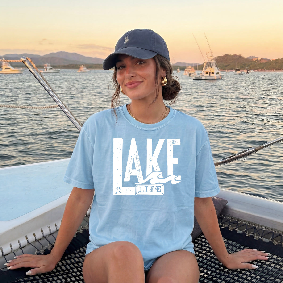 Lake life single color white (CSC) DTF Transfer