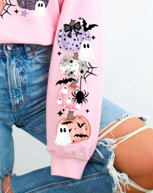 Girly Halloween pumpkins sleeve (CSC) 107829 DTF transfer