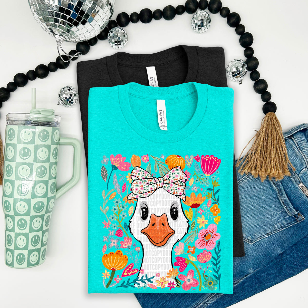 Goose with florals 100144 DTF transfer