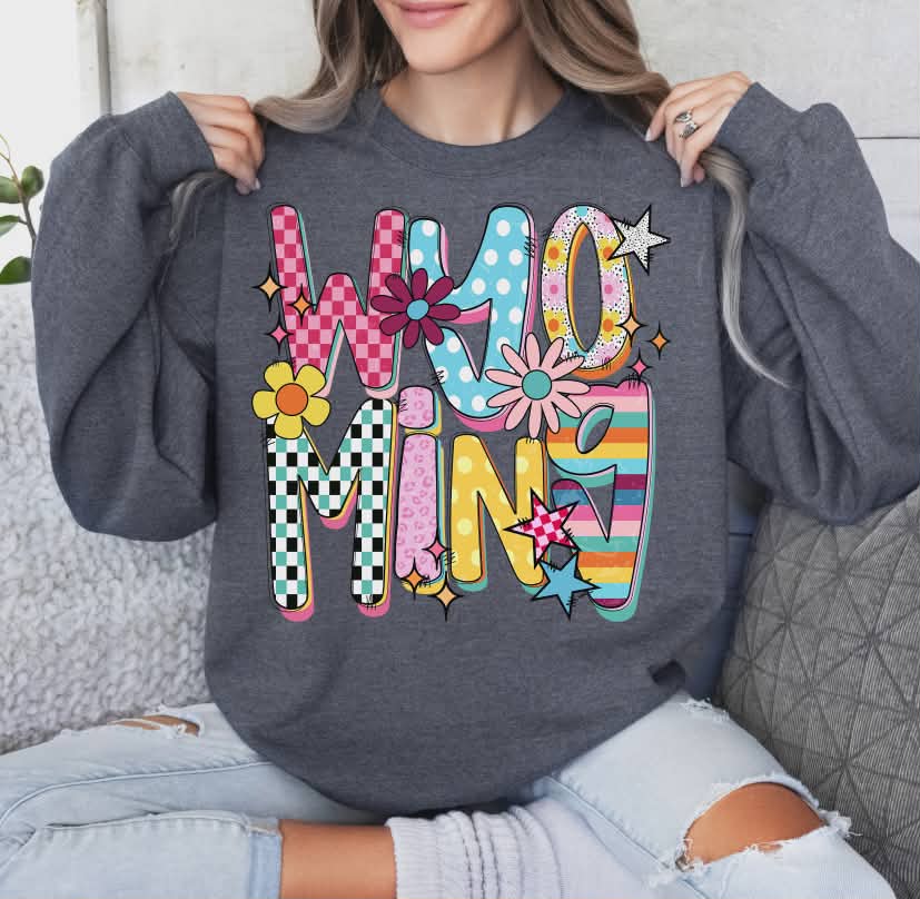 Wyoming colorful stars and flowers (S&G) DTF Transfer